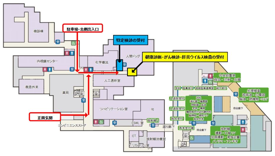 健診受付案内図